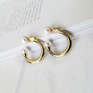 Gold Color Pearl C Earrings Holiday Sale!!
