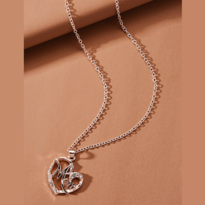 Rose Gold Openwork Alloy Necklace With Diamonds